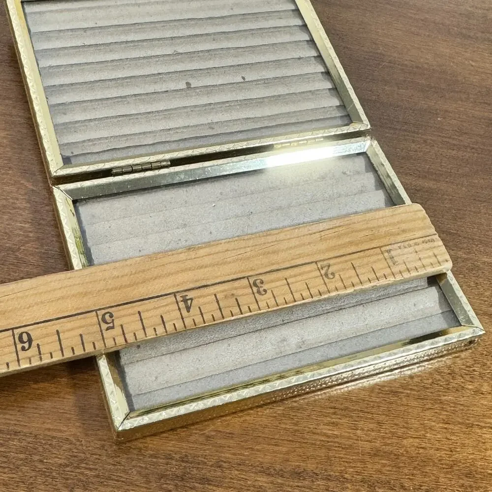 Vintage Brass Tone Hinged Double Photo Frame 3.5x5 Picture Display Freestanding